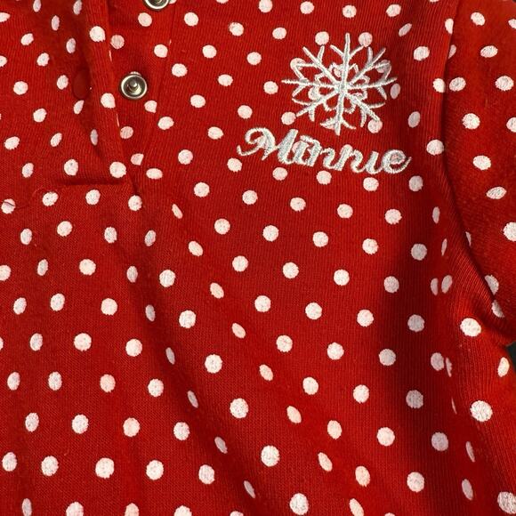 Vtg Disney Baby Minnie Mouse Red Fleece Sweater 18 Months Snowflake Christmas - Picture 3 of 5
